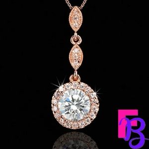 2 CT Round Brilliant Rose Gold Pendant & Chain